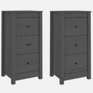 Aparadores - Bufetes - Móveis de apoio 2 pcs 40x35x80 cm madeira de pinho maciça cinza pt5245