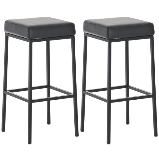 Conjunto de 2 banquetas de bar com apoio para os pés design simples 85 cm de altura em PVC preto e metal preto 10_0004381