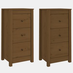Aparadores - Bufetes - Móveis de apoio 2 pcs 40x35x80 cm pinho maciço castanho mel pt5248