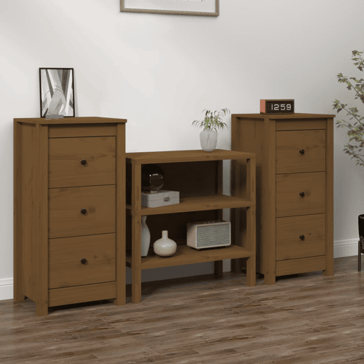 Aparadores - Bufetes - Móveis de apoio 2 pcs 40x35x80 cm pinho maciço castanho mel pt5248