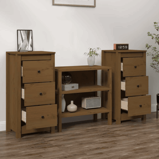 Aparadores - Bufetes - Móveis de apoio 2 pcs 40x35x80 cm pinho maciço castanho mel pt5248