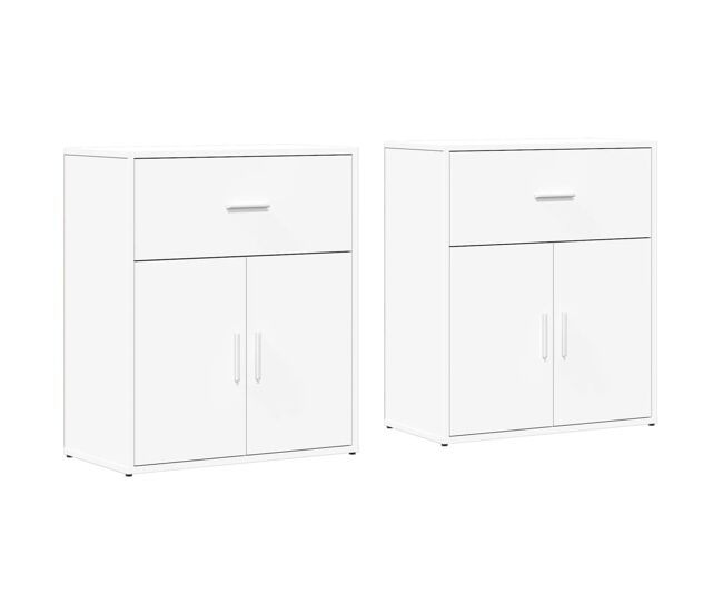 Aparador - mueble de almacenamiento de madera de ingeniería 2 uds blanco 60x31x70 cm es3110