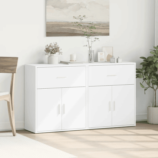 Aparadores - Bufetes - Móveis de apoio 2 pcs 60x31x70 cm derivados de madeira branco pt3110