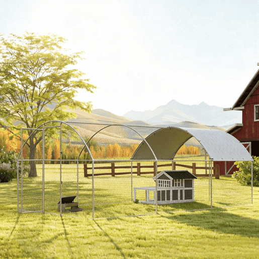 PawHut Galinheiro de Exterior Grande 2,8x5,1x1,9 m, 14,2 m² Galinheiro de Aço Galvanizado com Cobertura de Tecido Oxford Anti-UV e Impermeável Porta e Fechos Gaiola para 15-24 Galinhas Prateado PawHut Galinheiro de Exterior Grande 2,8x5,1x1,9 m, 14,2 m² Galinheiro de Aço Galvanizado com Cobertura de Tecido Oxford Anti-UV e Impermeável Porta e Fechos Gaiola para 15-24 Galinhas Prateado