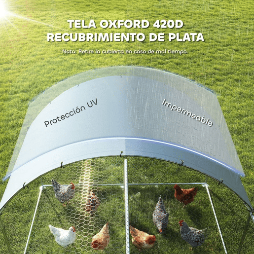 PawHut Galinheiro de Exterior Grande 2,8x5,1x1,9 m, 14,2 m² Galinheiro de Aço Galvanizado com Cobertura de Tecido Oxford Anti-UV e Impermeável Porta e Fechos Gaiola para 15-24 Galinhas Prateado PawHut Galinheiro de Exterior Grande 2,8x5,1x1,9 m, 14,2 m² Galinheiro de Aço Galvanizado com Cobertura de Tecido Oxford Anti-UV e Impermeável Porta e Fechos Gaiola para 15-24 Galinhas Prateado