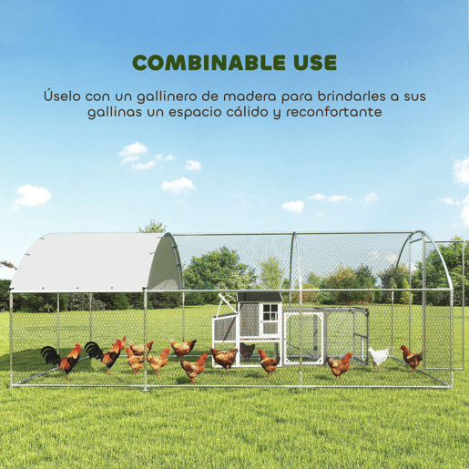 PawHut Galinheiro de Exterior Grande 2,8x5,1x1,9 m, 14,2 m² Galinheiro de Aço Galvanizado com Cobertura de Tecido Oxford Anti-UV e Impermeável Porta e Fechos Gaiola para 15-24 Galinhas Prateado PawHut Galinheiro de Exterior Grande 2,8x5,1x1,9 m, 14,2 m² Galinheiro de Aço Galvanizado com Cobertura de Tecido Oxford Anti-UV e Impermeável Porta e Fechos Gaiola para 15-24 Galinhas Prateado