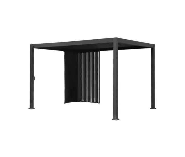 Pérgola bioclimática 3x4m de aluminio + persianas verticales de 1m y 1.3m, triomphe 3x4m + accesorios, antracita, 392x301x257 cm