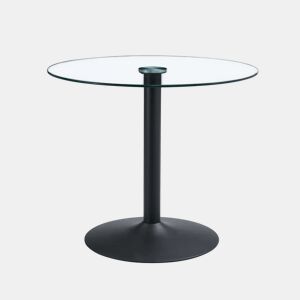 Mesa de varanda em vidro moderna e minimalista - 85 cm de diâmetro, 76 cm de altura - Características de luxo - Cor preta, transparente