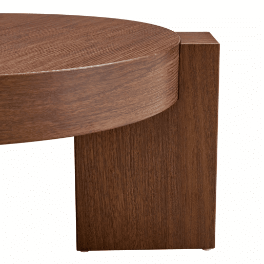 Conjunto de mesas de sala desmontáveis - Placa de vidro castanho transparente combinada com suportes de MDF com acabamento em nogueira - Cor nogueira