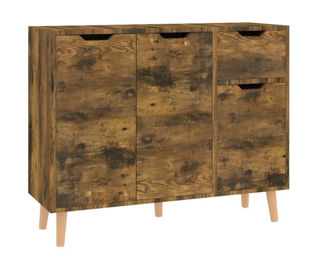 Aparador - mueble de almacenamiento de madera de ingeniería roble ahumado 90x30x72 cm es3644