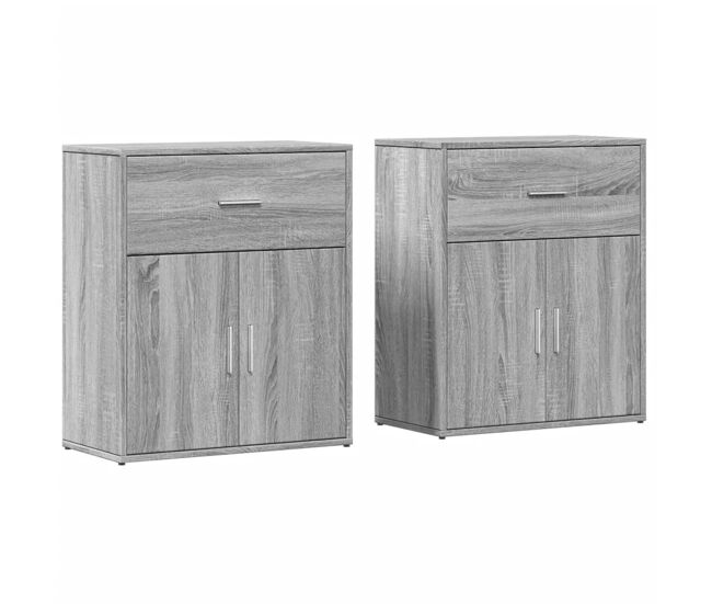 Aparador - mueble de almacenamiento de madera de ingeniería 2 uds gris sonoma 60x31x70 cm es3114