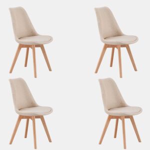 Conjunto de 4 cadeiras de jantar estilo bistrô, estofadas, com encosto em tecido, bege, 48x84x54 cm