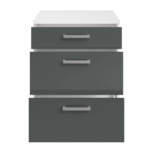 Armário de cozinha com 3 gavetas, branco e cinza brilhante, módulo de cozinha de 60x84x60 cm Armário de cozinha com 3 gavetas, branco e cinza brilhante, módulo de cozinha de 60x84x60 cm