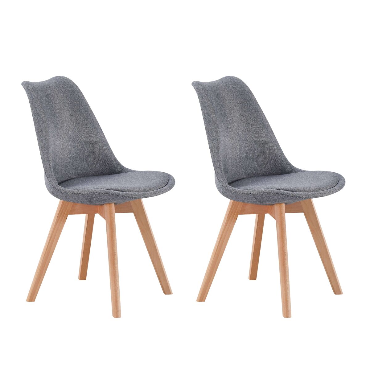 Pack 2 sillas comedor Bistro tapizadas patas haya roble Gris