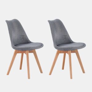 Conjunto de 2 cadeiras de jantar estofadas para cozinha, tecido estilo bistrô, cinza, 48x84x54 cm