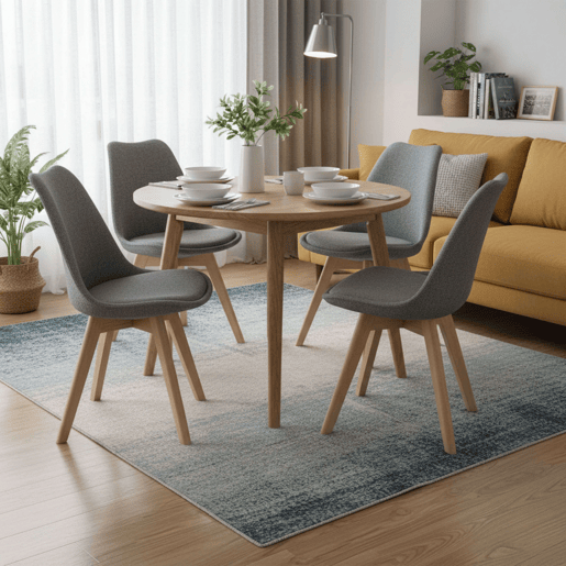 Conjunto de 2 cadeiras de jantar estofadas para cozinha, tecido estilo bistrô, cinza, 48x84x54 cm