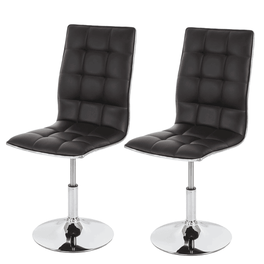 Conjunto de 2 cadeiras de jantar giratórias e com altura ajustável em PVC marrom com base de metal 04_0007347