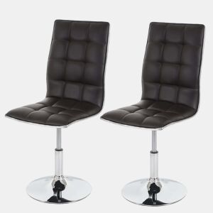 Conjunto de 2 cadeiras de jantar giratórias e com altura ajustável em PVC marrom com base de metal 04_0007347