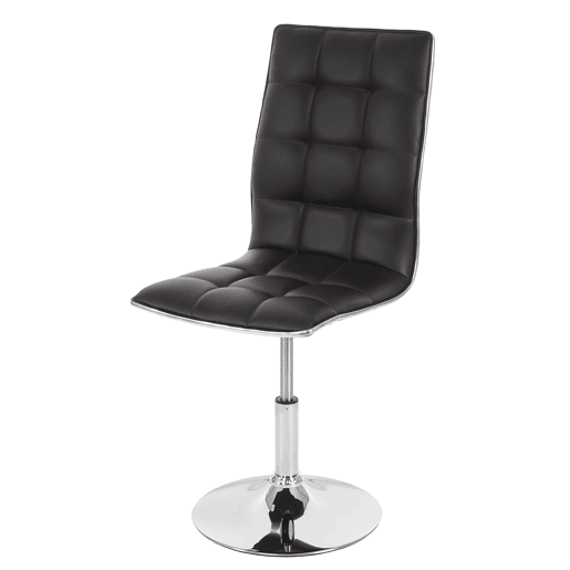 Conjunto de 2 cadeiras de jantar giratórias e com altura ajustável em PVC marrom com base de metal 04_0007347