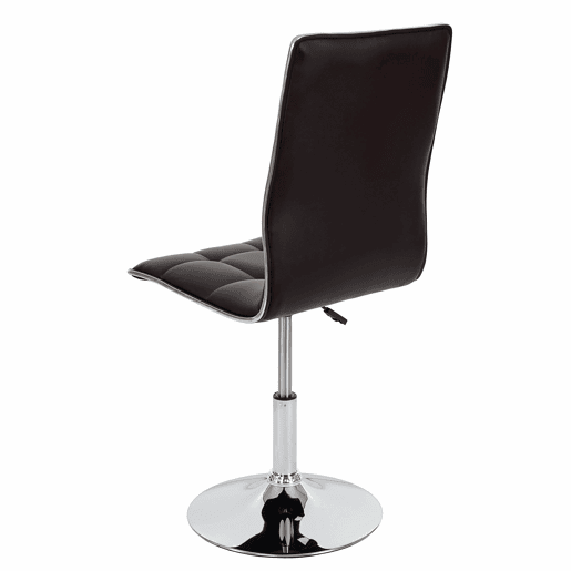 Conjunto de 2 cadeiras de jantar giratórias e com altura ajustável em PVC marrom com base de metal 04_0007347