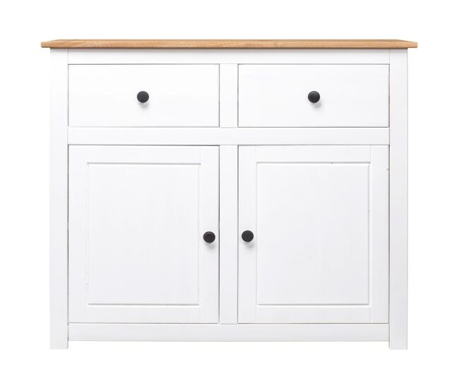 Aparador - mueble de almacenamiento de madera maciza pino estilo panamá blanco 93x40x80 cm es4011