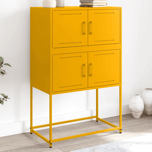 Aparador - Bufete - Móvei de apoio 68,5x38,5x107 cm aço amarelo mostarda pt2183