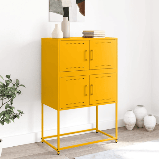 Aparador - Bufete - Móvei de apoio 68,5x38,5x107 cm aço amarelo mostarda pt2183