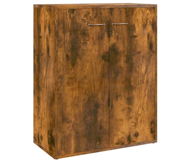 Aparador - mueble de almacenamiento madera contrachapada color roble ahumado 60x30x75 cm es4235