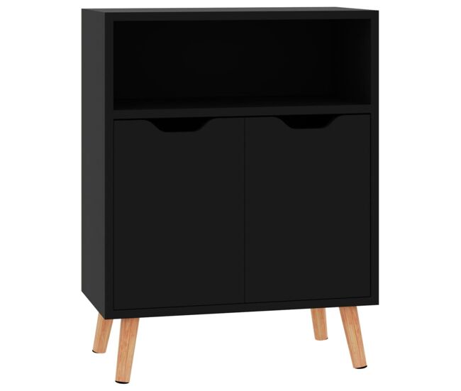 Aparador - mueble de almacenamiento de madera de ingeniería negro brillo 60x30x72 cm es3567