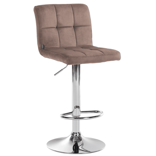 Banqueta altacadeira de bar x 1 com costura quadrada decorativa assento em veludo marrom pés de metal cromado 10_0005323