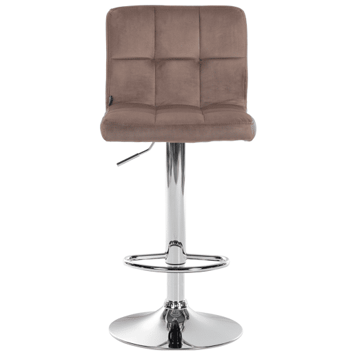 Banqueta altacadeira de bar x 1 com costura quadrada decorativa assento em veludo marrom pés de metal cromado 10_0005323