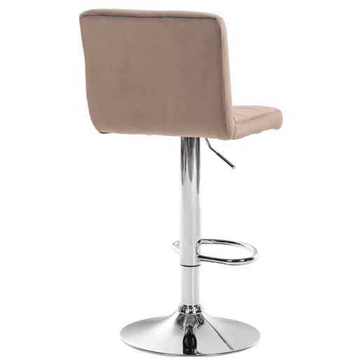 Banqueta altacadeira de bar x 1 com costura quadrada decorativa assento em veludo marrom pés de metal cromado 10_0005323