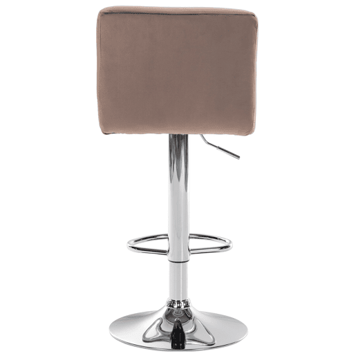 Banqueta altacadeira de bar x 1 com costura quadrada decorativa assento em veludo marrom pés de metal cromado 10_0005323