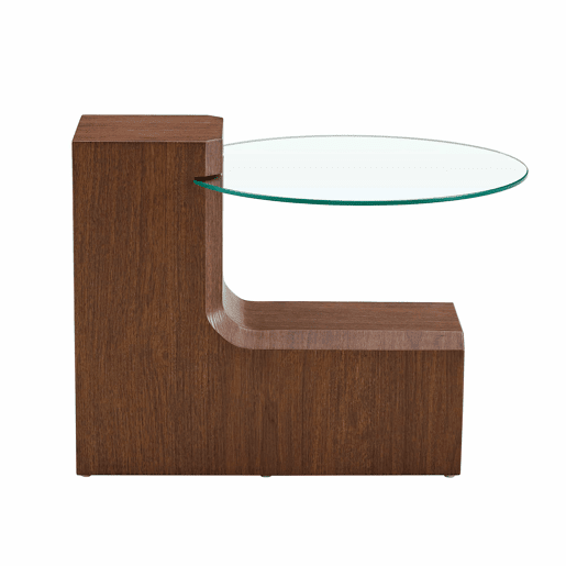 Conjunto de mesas de sala desmontáveis - MDF cor nogueira + vidro de segurança transparente de 0,6 cm - Combinável como mesa de café  Separado como duas mesas auxiliares - Cores: nogueira, branco