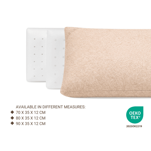 Almofada Látex 100% Algodão e linho 70X40 - Viscoelástico. Removível e lavável. ergonômico. 100% algodão e linho