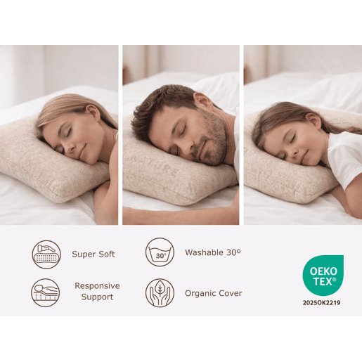 Almofada Látex 100% Algodão e linho 70X40 - Viscoelástico. Removível e lavável. ergonômico. 100% algodão e linho