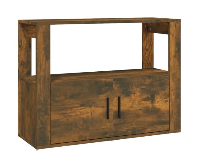 Aparador - mueble de almacenamiento madera contrachapada color roble ahumado 80x30x60 cm es4272