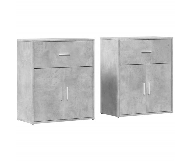Aparador - mueble de almacenamiento de madera ingeniería 2 uds gris hormigón 60x31x70 cm es3834