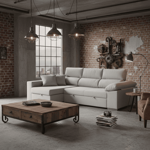 Sofá-cama de 3 lugares com chaise longue à esquerda, modelo Milano, 260x98x98 cm