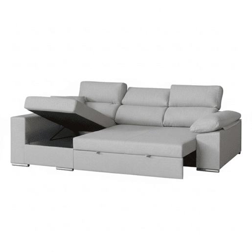 Sofá-cama de 3 lugares com chaise longue à esquerda, modelo Milano, 260x98x98 cm