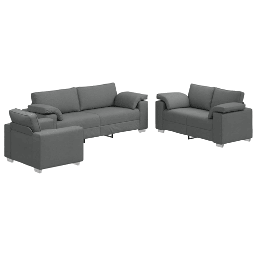 vidaXL Sofá 3 pcs Cinza Escuro Tecido de mistura de linho
