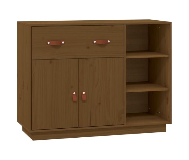 Aparador - mueble de almacenamiento de madera maciza de pino marrón miel 98,5x40x75 cm es3995