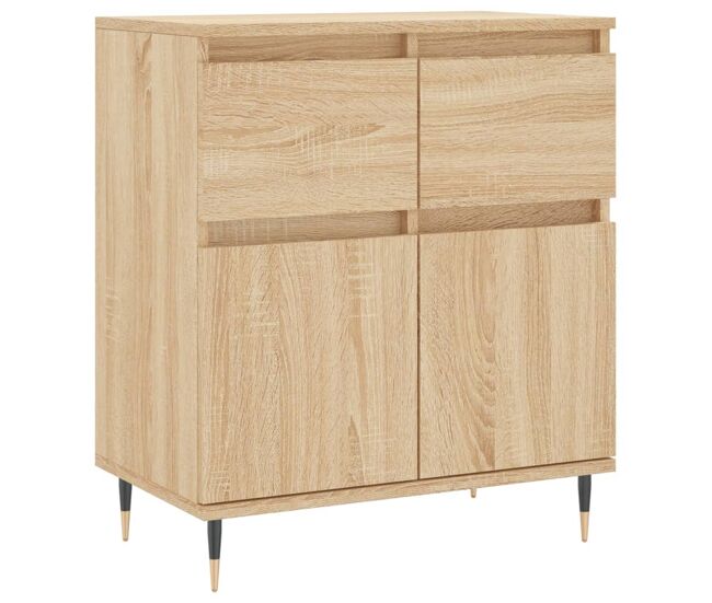 Aparador - mueble de almacenamiento de madera contrachapada roble sonoma 60x35x70 cm es3078