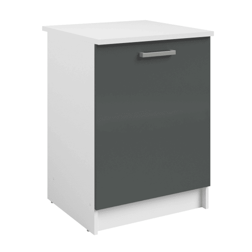 Armário de Cozinha de Base, Vetro Módulo Inferior 1 Porta Cinza Brilhante e Branco 60x84x60 cm