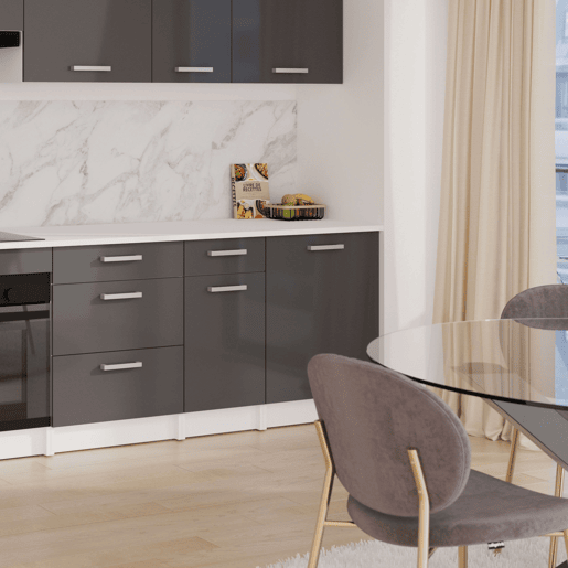Armário de Cozinha de Base, Vetro Módulo Inferior 1 Porta Cinza Brilhante e Branco 60x84x60 cm
