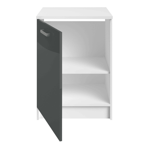 Armário de Cozinha de Base, Vetro Módulo Inferior 1 Porta Cinza Brilhante e Branco 60x84x60 cm