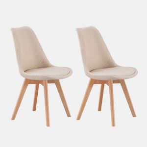 Conjunto de 2 cadeiras de jantar estilo bistrô, estofadas, com encosto em tecido, bege, 48x84x54 cm