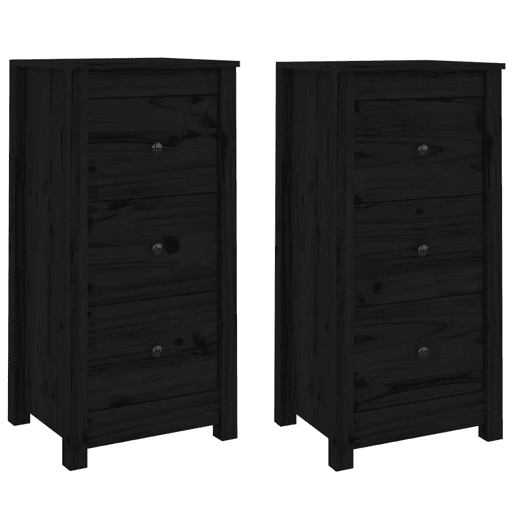 Aparadores - Bufetes - Móveis de apoio 2 pcs 40x35x80 cm madeira de pinho maciça preto pt5251