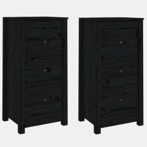 Aparadores - Bufetes - Móveis de apoio 2 pcs 40x35x80 cm madeira de pinho maciça preto pt5251