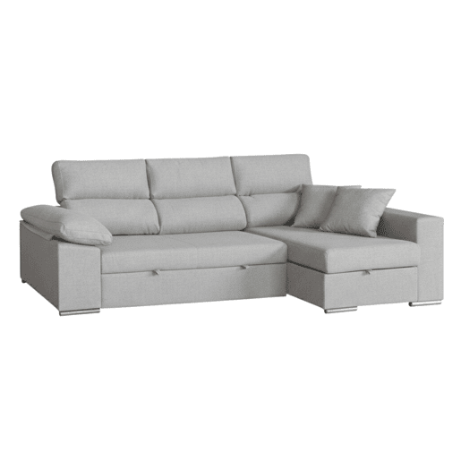 Sofá-cama de 3 lugares com chaise longue à direita, modelo Milano para sala de estar, 260x98x98 cm